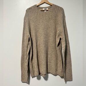Old Navy Men’s Beige Ribbed Lambswool Blend Sweater - Size XL